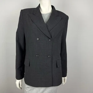 Basque Size 14 Classic Jacket Grey Pockets Collared Lined Shoulder Pads Women - Bild 1 von 11