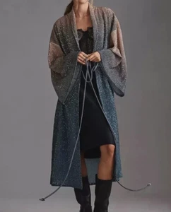 By Anthropologie Ombre Shine Sparkly Tie Front Duster Cardigan One Size NWT - Picture 1 of 9