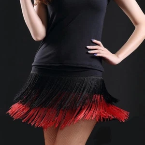 Latin Dance Skirts Tango Rumba Salsa Cha-cha Ballroom Fringe Tassels Dancedress - Picture 1 of 15