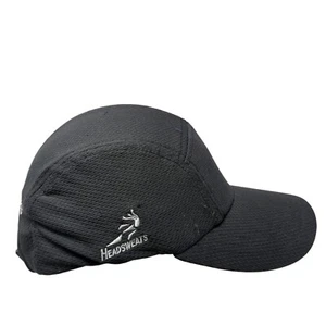 Headsweats Strapback 5 Panel Cap Black One Size Adjustable Embroidered Blank - Picture 1 of 7
