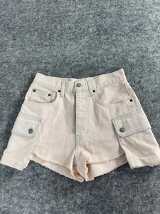 Carmar Shorts Women 26 Pink Denim Jean Distressed Cargo Pockets Button Fly N204 - Picture 1 of 12