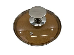 Cooking Pot Replacement Lid 6" Amber Glass Chrome knob - Picture 1 of 1