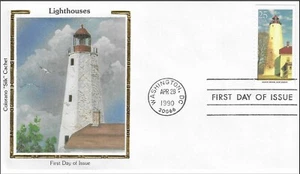 Lighthouse Sandy Hook New Jersey USA Colorano Silk FDC 1990 - Picture 1 of 1