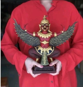 Talisman Garuda Statue Red Thai Amulet Buddha Phaya Krut Powerful Protection  G4 - Picture 1 of 9