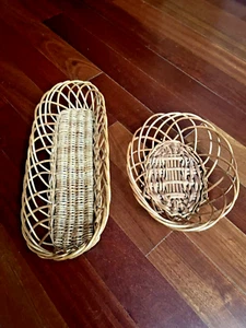 Cestas Tejidas Mimbre Ratán Pan Rollo Snacks Lote de 2 Campestre Granja Decoración - Imagen 1 de 5