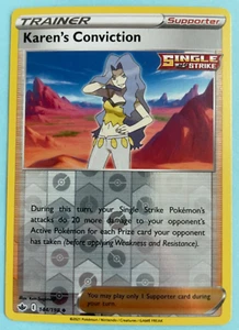 Pokemon Chilling Reign 2021 144/198 Karen's Conviction Trainer - Imagen 1 de 2