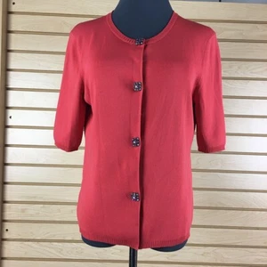 Josephine Chaus Sweater Women M Pink Jewel Rayon Blend Knit Stretch Cardigan - Picture 1 of 13