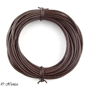Brown Dark Round Leather Cord 1mm 10 meters (11 yards) - Picture 1 of 2