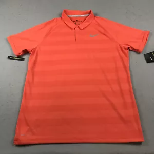 Nike Polo Shirt Mens Large Orange Striped Zonal Cooling Golf Performance NWT - Picture 1 of 10