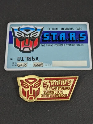 Transformers G1 S.T.A.R.S. Japanese Membership Card AND Pin Mail Away VINTAGE - Image 1 of 3