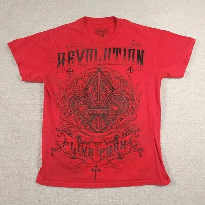 Camisa MMA Elite Para Hombres Mediana Roja Revolución Live Free Doble Cara Burnout Fight Foto 1 de 4