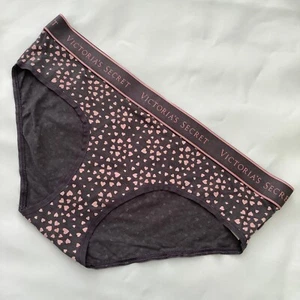 Victoria's Secret Grey Heart Print Logo Waistband Hiphugger Panties Size L BNWT - Picture 1 of 3