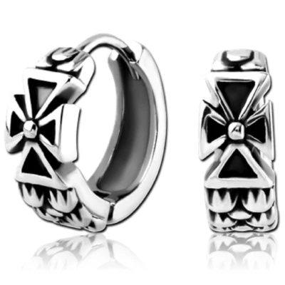 Edelstahl 316L Klappcreolen Steel EISERNES KREUZ Ohrringe EK Ohrschmuck Creolen - Bild 1 von 2