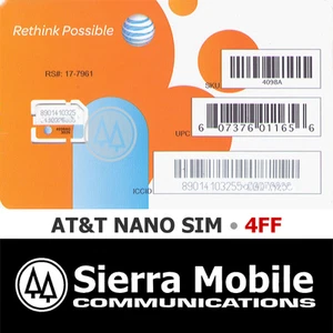 AT&T NANO SIM Card 4FF • GSM 4G 5G LTE • NEW Genuine ATT • USPS TRACKING - Picture 1 of 3