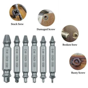 6Pcs Damaged Stripped Broken Screw Extractor Bohrer Tool Remover Bolt Nett Z4H1 - Picture 1 of 12