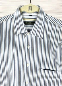 Camisa Salvatore Ferragamo Abotonada Italia Algodón Azul Claro Rayas Cuello 16,5 - Imagen 1 de 9