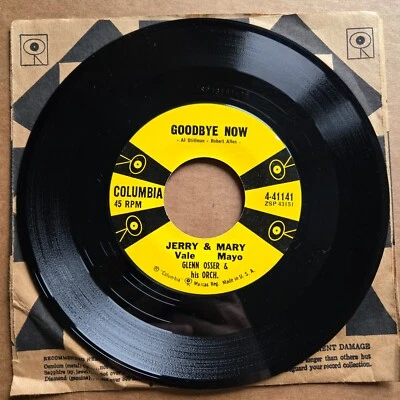 JERRY VALE & MARY MAYO Goodbye Now/This Is The Place 45 7" Record Vinyl Records - Image 1 of 2