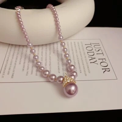 Colar de contas vintage de ouro 14k com coroa de zircônia cúbica - Imagem 1 de 4