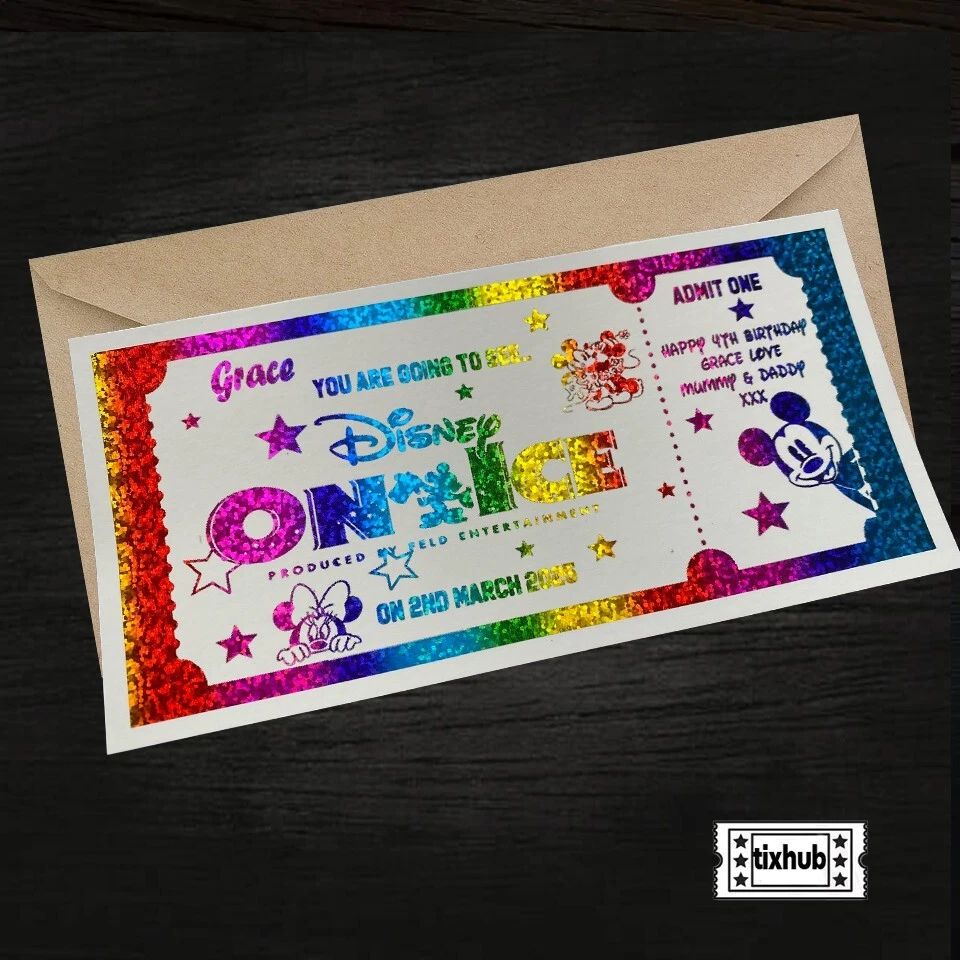 TIXHUB.CO.UK Disney On Ice Personalised Foil Sparkle Ticket, Souvenir Keepsake Ticket