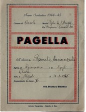 PAGELLA SCOLASTICA SCUOLA FIGLIE DI S.ANNA CERCOLA NAPOLI ANNO 1944 - 45 STUDIO