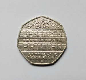 50p Fifty Pence Coin 2013 Benjamin Britten Circulated Condition - Freepost! - Picture 1 of 2