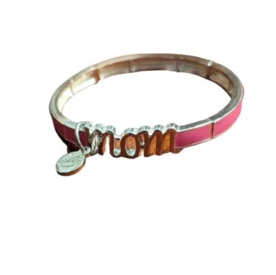 Vera Bradley MOM Pink and Silver Tone Stretch Bangle Bracelet - Image 1 of 4