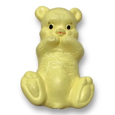 Vintage Plakie Rubber Squeaky Toy Baby Bear Yellow WORKING - Image 1 of 4