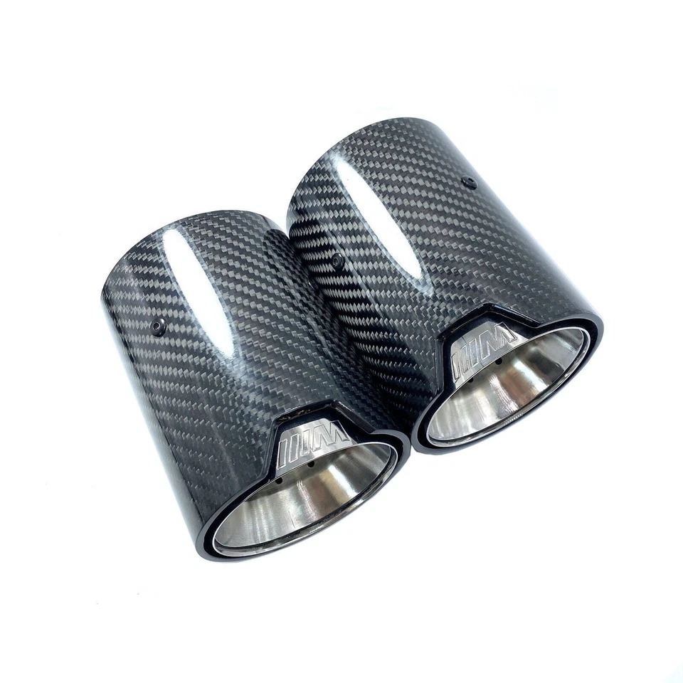 Punta de escape de plata carbono brillante 2 piezas para BMW M2 M3 M4 M135i M235i M140i M240i Foto 1 de 4