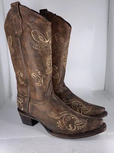 Circle G Women’s Distressed Dragonfly Embroidered Cowgirl Western Boots #L5001 - Picture 1 of 11