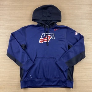 nike hoodie sweatshirt mens large blue team usa hockey sweater pocket nhl therma - Picture 1 of 14