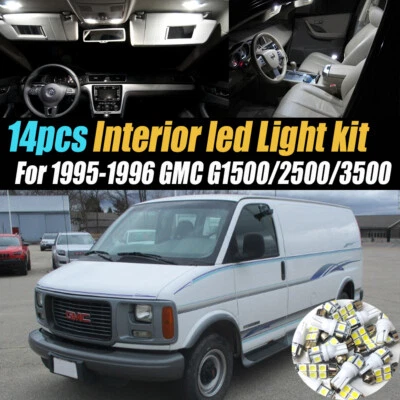14Pc Car Interior LED White Light Bulb Kit for 1995-1996 GMC G1500/2500/3500 - Image 1 of 4
