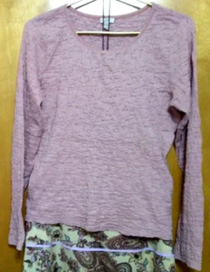 J JILL Muted Dusty Pink Shirt M Distressed Lace SoO Soft Long Sleeve Crew Neck - Picture 1 of 5