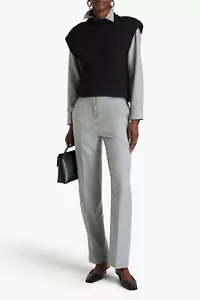 Pantaloni dritti slim lana-flanella Theory Mélange nuovi con etichette $325 light heather 4 - Foto 1 di 9