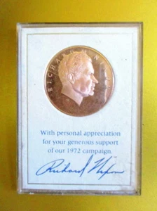 VINTAGE LTD. ED. MEDAGLIA REGALO BRONZO CAMPAGNA NIXON 1972 UFFICIALE - FRANKLIN MINT - Foto 1 di 5