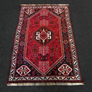 Orient Teppich Afschar 154 x 103 cm Schiraz Perserteppich Dunkelrot Handgeknüpft - Foto 1 di 12