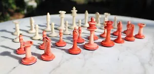 Antique Chess Set Pieces Old Detailed Carved Bone Piece Art Carving - Picture 1 of 17