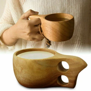 Hölzerne Tasse Lappland Kuksa Finnland Holz Obst Kaffee Tee Milchbecher Freien - Bild 1 von 11