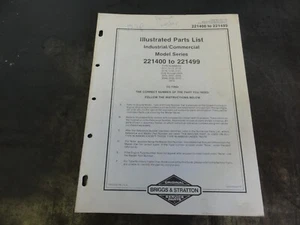 Briggs & Stratton 221400 to 221499 Engine Illustrated Parts List Manual - Picture 1 of 5