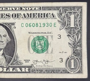 June 8, 1930 Birthday Note Fancy Serial Number One Dollar Bill - Picture 1 of 3