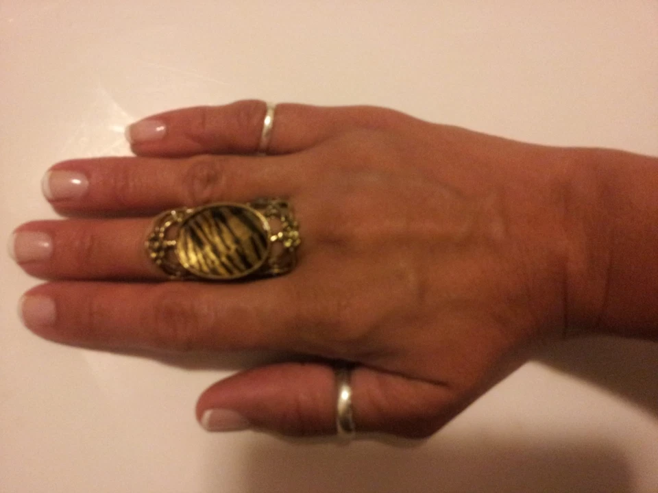 Anel de armadura de junta folheado a ouro exclusivo Trending tamanhos 7*8 estampa de cristal de tigre - Imagem 1 de 1