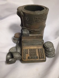Raro porta carte e penne vintage con calcolatrice e denaro - Foto 1 di 6