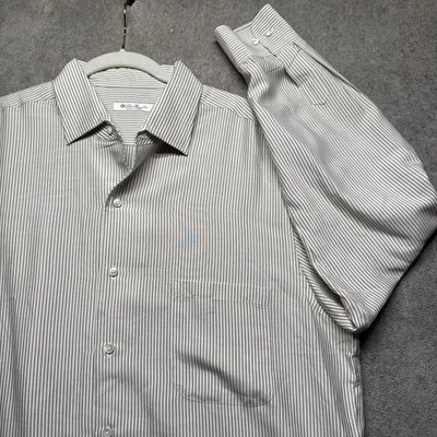 Loro Piana Men’s Brown White Striped Silk Long Sleeve Dress Shirt XXL Italy - Image 1 of 4
