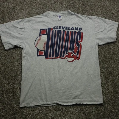 Cleveland Indians T-Shirt Men's XL 1995 Logo 7 MLB Baseball Vintage Gray - Image 1 of 4