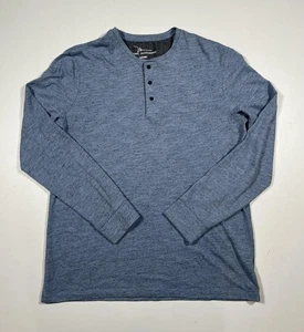 Camicia Marc Anthony uomo grande blu erica Henley manica lunga lusso maglia morbida - Foto 1 di 4