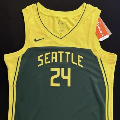 Camiseta deportiva Nike Jewell Loyd Seattle Storm #24 verde/amarilla WNBA Explorer 40 S nueva con etiquetas Foto 1 de 4