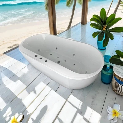 The vortex and air bath soaking combination bathtub is white - Image 1 of 4