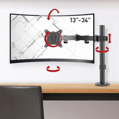 Barkan 13-34 inch Monitor Desk Mount, Holds up to 17.6lbs, grommet compatible - Image 1 of 4