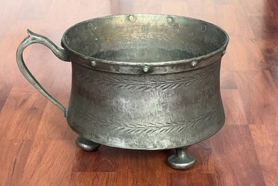 ANTICA PENTOLA IN RAME ARGENTATO - Immagine 1 di 4