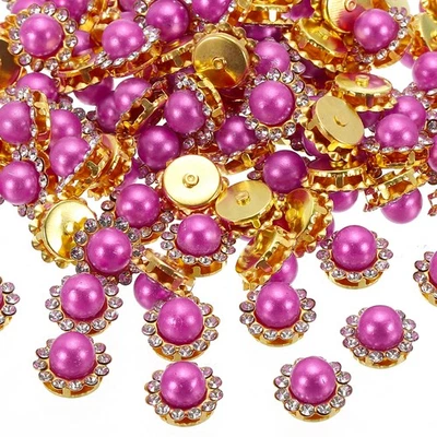 12mm Pearl Sew on Rhinestones,100 Pcs Metal Flatback Base Gems Crystal Rose - Image 1 of 4