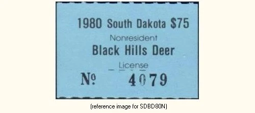 HALFPRICEHUNT South Dakota Black Hills Deer 1980 $75.00 NR - Image 1 of 1